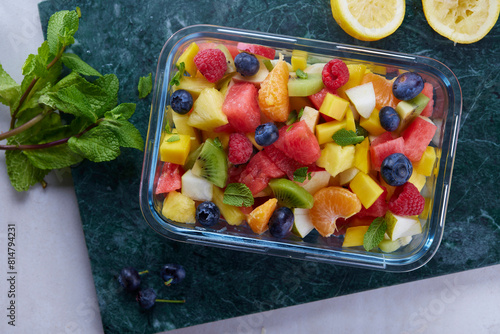 Fruit salad for a picnic photo