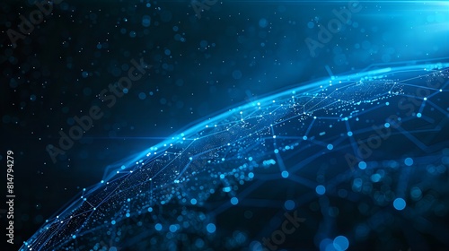 Secure Global Data Network - Abstract Digital Globe with Glowing Connections on a Dark Blue Background, Close-up Cybersecurity Concept