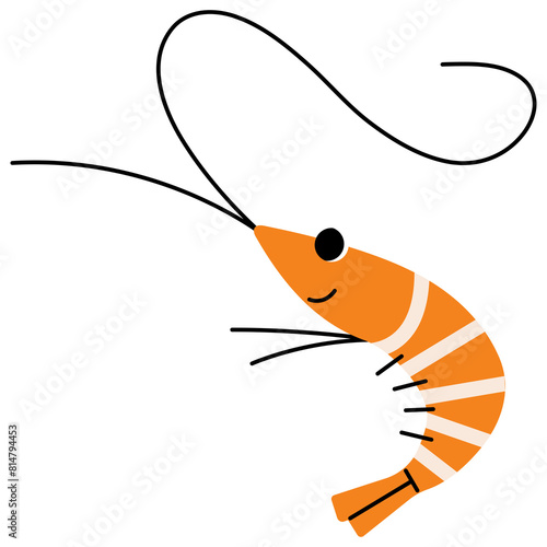 Shrimp single 3 cute, png illustration.