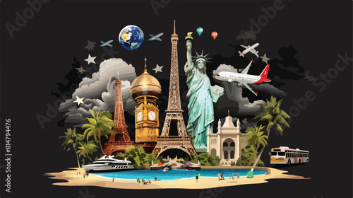Travel design over black background vector illustration