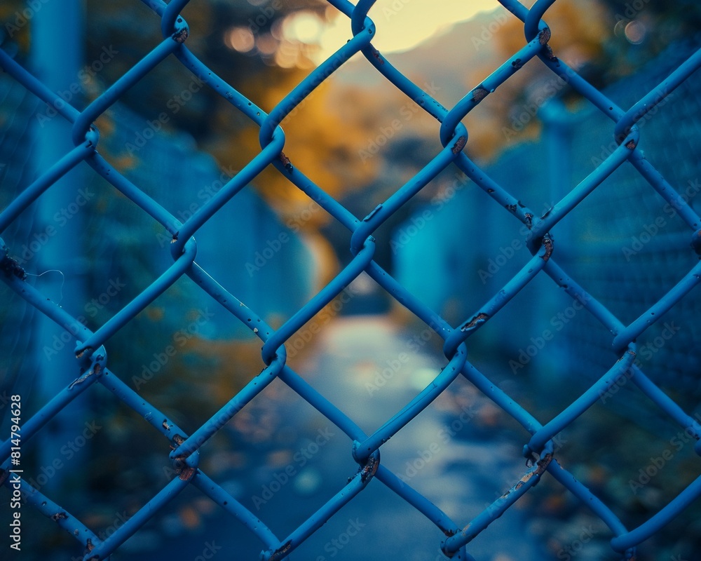 The blue color of the fence and the fishnet adds a pop of color to the scene, creating a visually appealing composition 8K , high-resolution, ultra HD,up32K HD The blue color of the fence and the fishnet adds a pop of color to the scene, creating a visually appealing composition 8K , high-resolution, ultra HD,up32K HD
