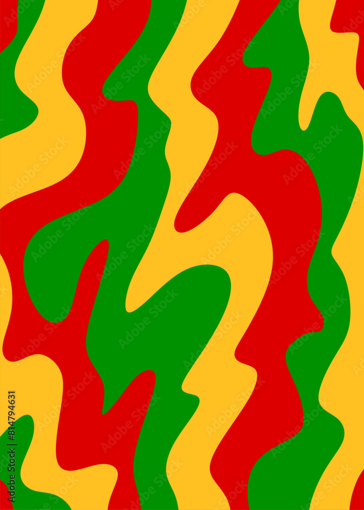 Abstract background with colorful wavy lines pattern and with Jamaican color theme Abstract background with colorful wavy lines pattern and with Jamaican color theme