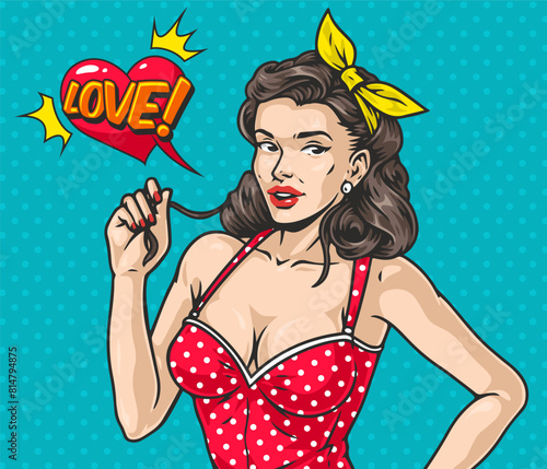 Pin-up woman colorful comics sticker