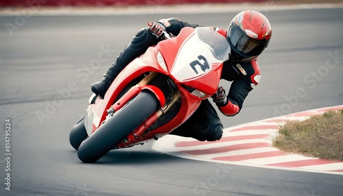 A motorcycle racer leaning low into a turn on a ra upscaled_8