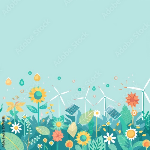 Minimalist Earth Day Theme with Renewable Energy Motifs