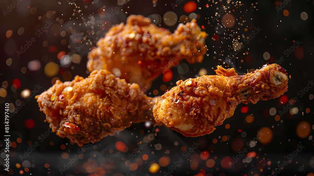 Fototapeta premium fried chicken thighs with bokeh background