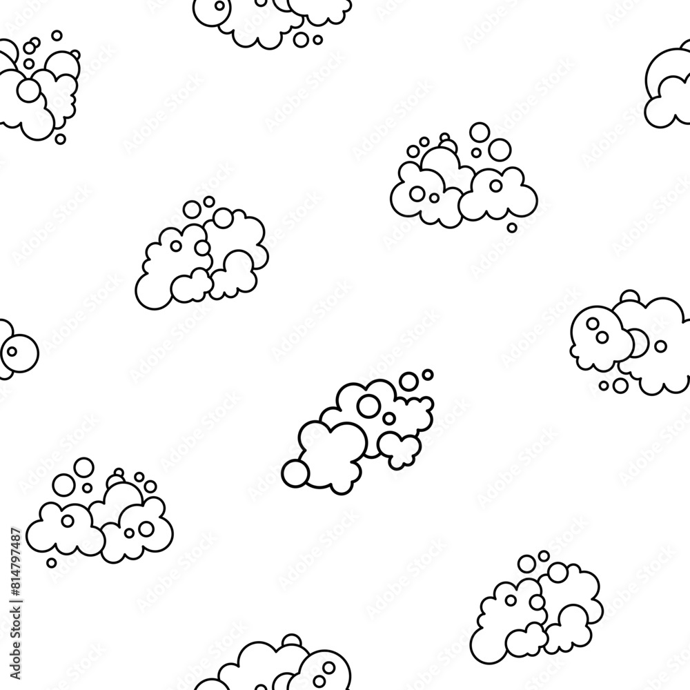 Foam made of soap or clouds. Seamless pattern. Coloring Page. Bubbles of different shapes. Hand drawn style. Vector drawing. Design ornaments. Foam made of soap or clouds. Seamless pattern. Coloring Page. Bubbles of different shapes. Hand drawn style. Vector drawing. Design ornaments.