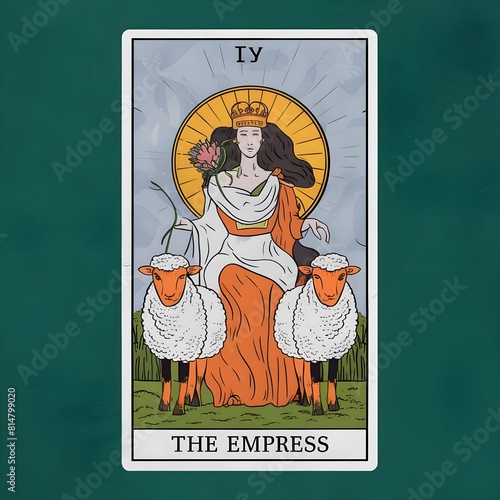 Tarot card The Empress card with Sheep illustration