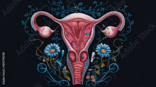 Flowering of femininity: floral illustration of the female reproductive system