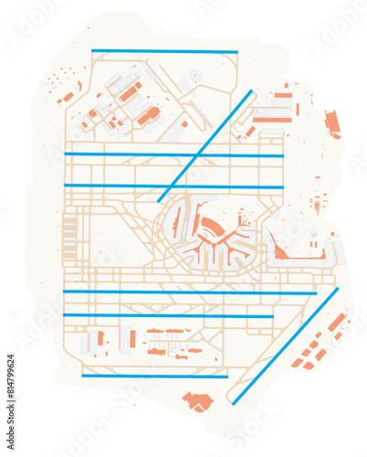 Fotografie Map of O'Hare International Airport in Chicago (United States of America)