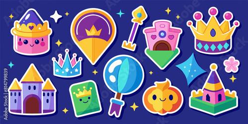 Set of stickers for cartoon  in fairy