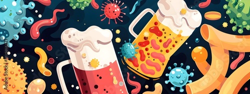 Infographic Illustrating the Role of Bacteria in Fermented Food and Beverage Production photo