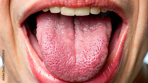 Close-up of a human tongue highlighting taste sensitivity photo