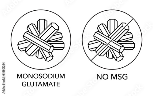 Monosodium glutamate, No MSG - icons in thin line