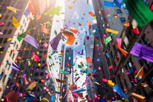 With rainbow-colored confetti raining down from above, the Pride celebration on the street reached a crescendo of joy and exuberance, a jubilant affirmation of the community's resilience and strength photo