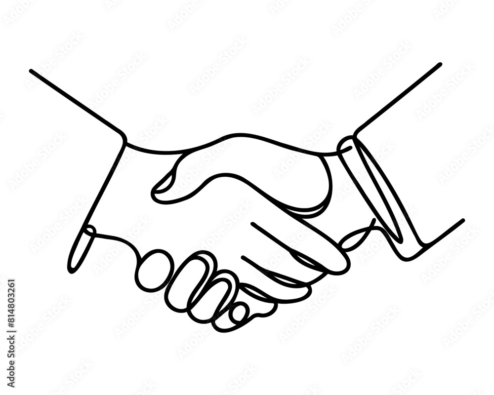 Handshake continuous line vector drawing. Business agreement vector concept. Handshake continuous line vector drawing. Business agreement vector concept.