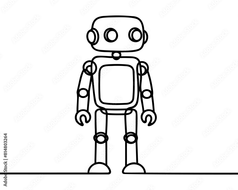Continuous one line drawing toy robot for kids. Retro robot vintage toys. Friendly mechanism. Children's toy robot Continuous one line drawing toy robot for kids. Retro robot vintage toys. Friendly mechanism. Children's toy robot