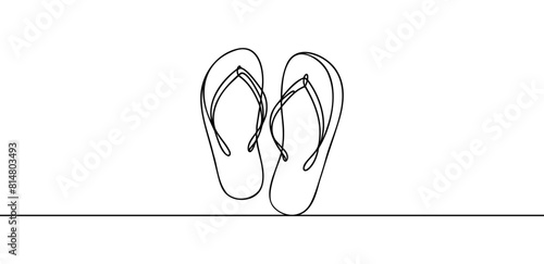 Continuous one line drawing flip flops. Beautiful minimal continuous line flipflop design vector