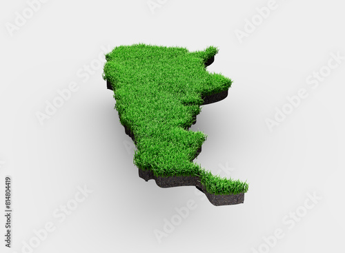 Argentina Map Soil Land Geology Cross Section Green Grass And Rock Ground Texture 3d Illustration