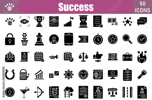 Success Icons Set.Perfect Pixel.Vector Illustration