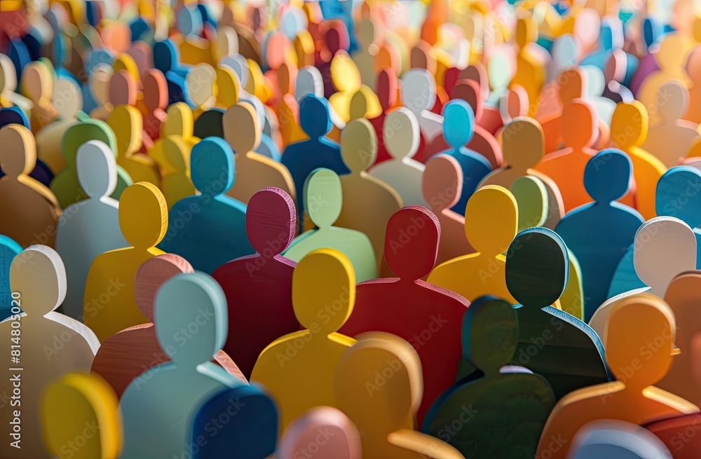 Obraz premium Colorful Paper Cutout Figures Symbolizing Diversity and Inclusion