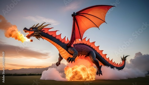A hot air balloon shaped like a giant dragon brea photo