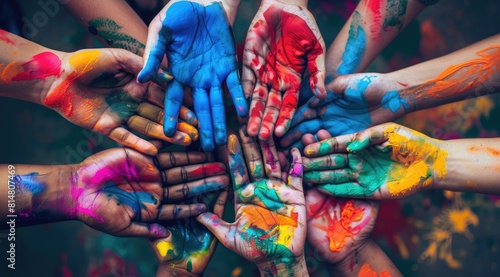 Colorful Hands United in Cultural Celebration