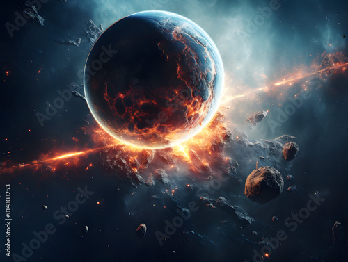 An artistic rendition of a distant exoplanet orbiting a distant star, sparking imagination and curiosity about extraterrestrial worlds