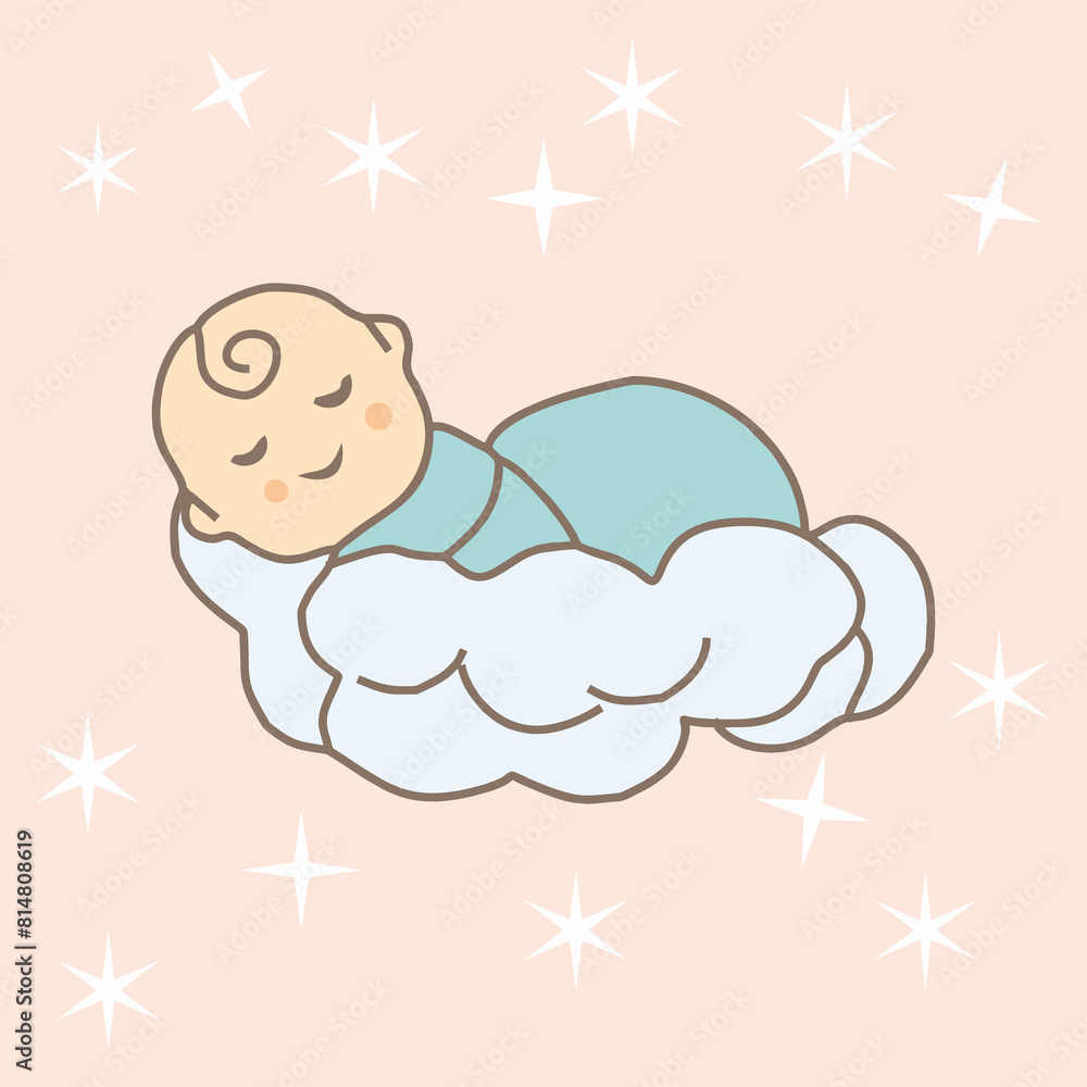 vector cute baby boy sleeping on beautiful leaves vector cute baby boy sleeping on beautiful leaves