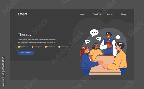 Overcoming fears web or landing dark or night mode. Characters