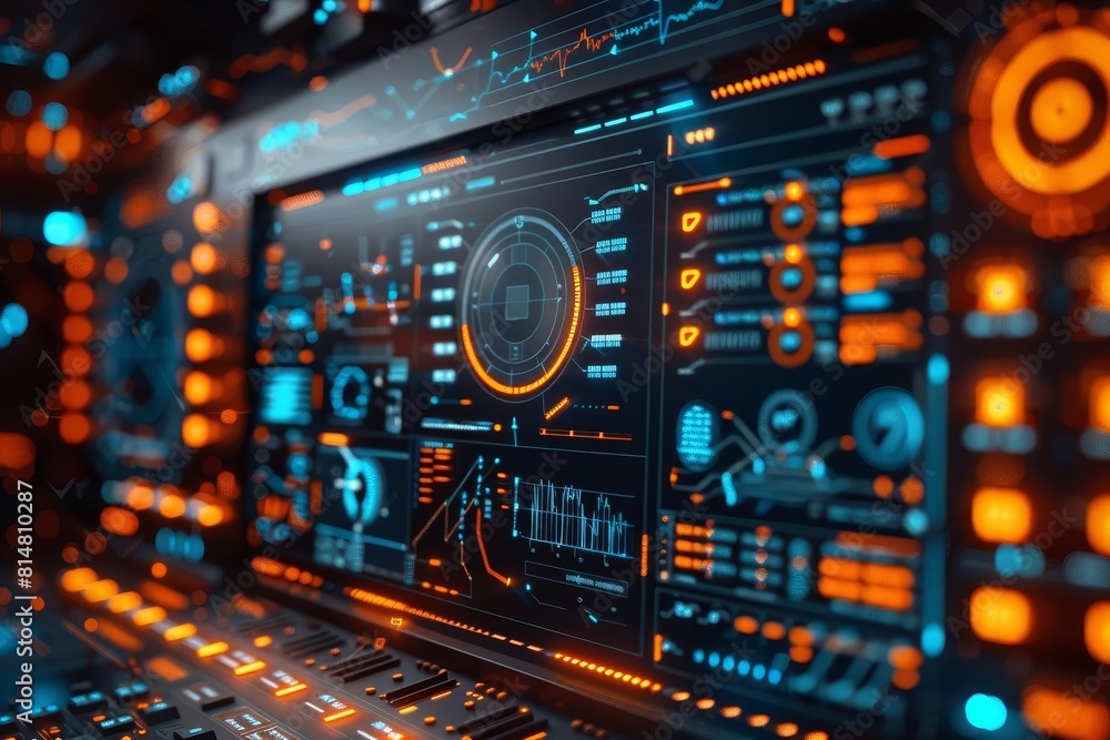 Futuristic spaceship control panel. Futuristic spaceship control panel.