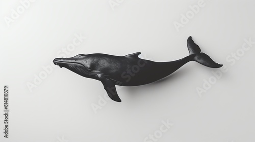 Whale flat design top view  majestic theme  animation  black and white