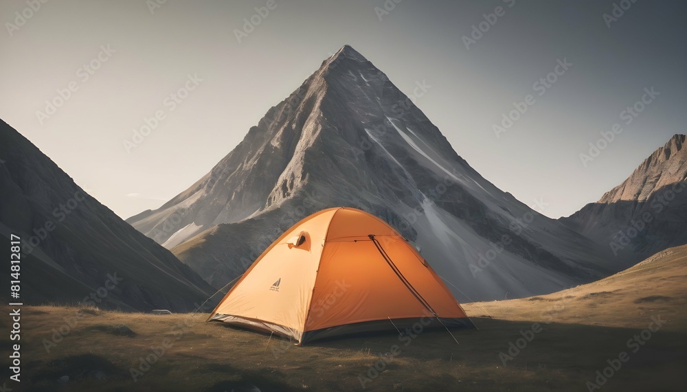 A mountain icon with a tent pitched at its base upscaled_3
