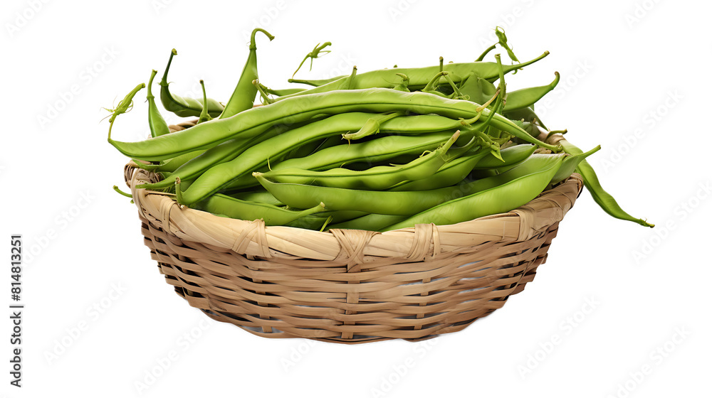 A basket of green beans with a transparent background. A basket of green beans with a transparent background.