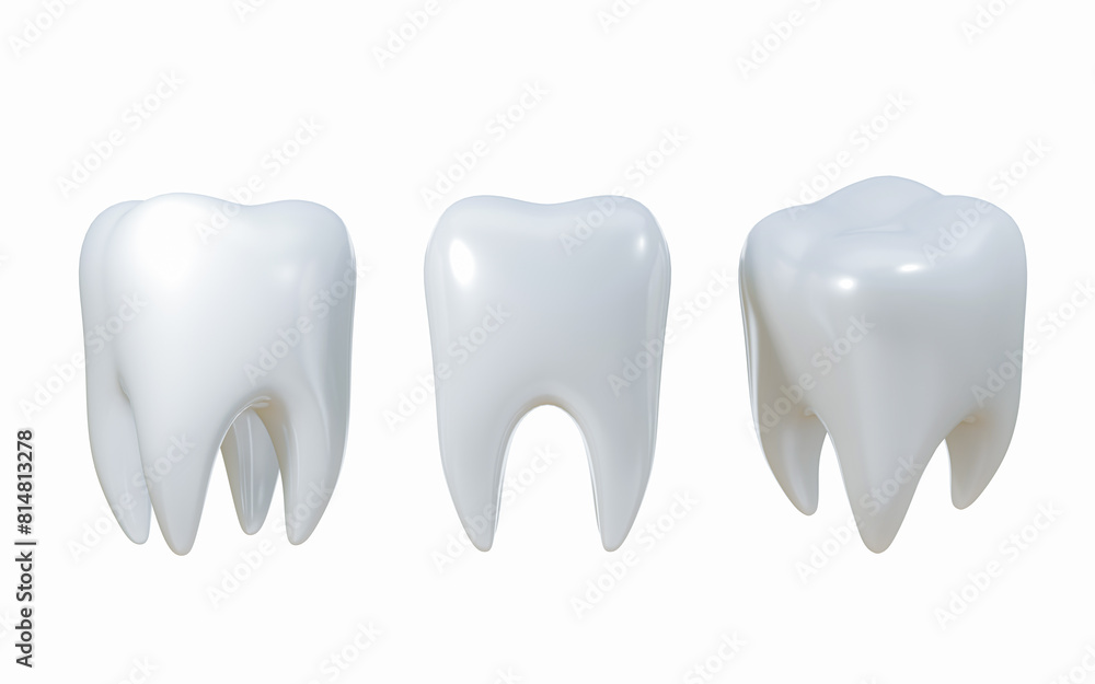 Set of Dental model of clean tooth, 3D Rendering as a concept of dental examination of teeth, dental health and hygiene. on White Background Set of Dental model of clean tooth, 3D Rendering as a concept of dental examination of teeth, dental health and hygiene. on White Background
