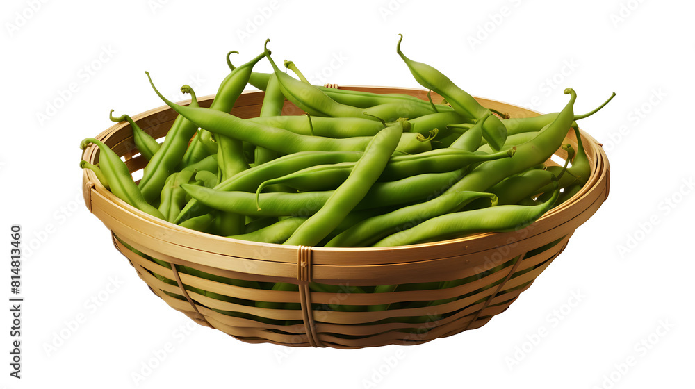 A basket of green beans with a transparent background. A basket of green beans with a transparent background.