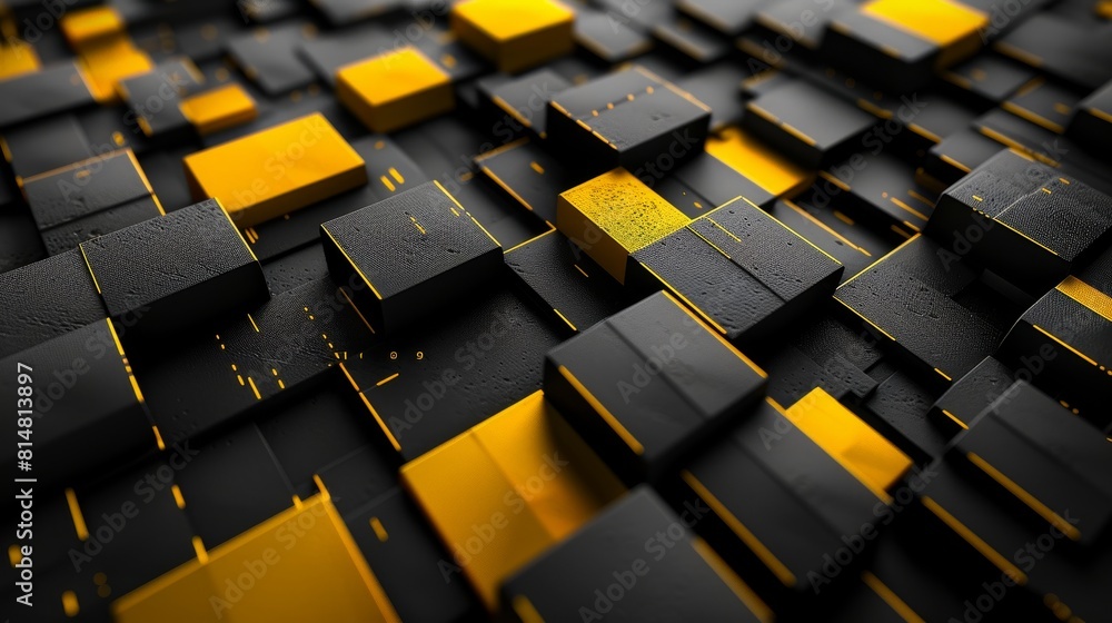 Obraz premium The image is an abstract background with yellow and black geometric shapes.