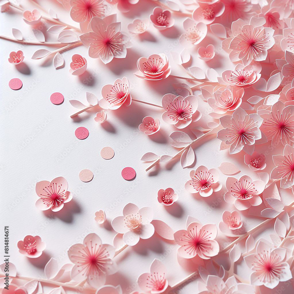 紙細工の桜の花びらをモチーフにしたグラフィック素材、広告素材、 紙細工の桜の花びらをモチーフにしたグラフィック素材、広告素材、