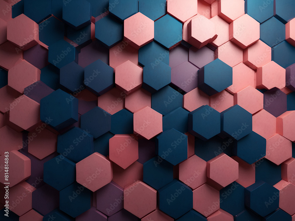 Blue and pink hexagonal background. Blue and pink hexagonal background.