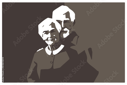 Happy Grandparents Day Stencil Style Background Illustration
