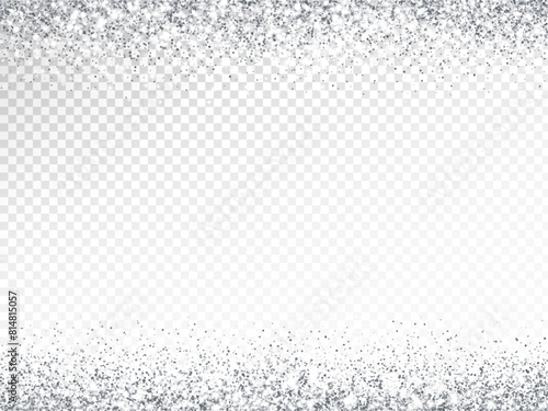 Silver or white glitter lights background. Sparkling glittering rain effect. Luxury frame for Christmas, wedding, birthday party. Transparent background can be removed in vector format. photo