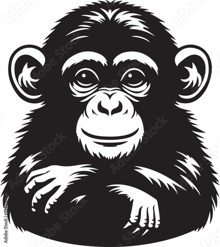 Chimpanzee silhouette vector illustration.