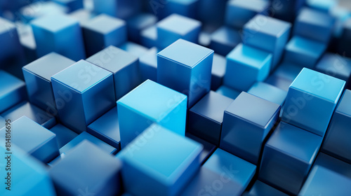 abstract background with blue cubes, 3d wallpaper  © Ali