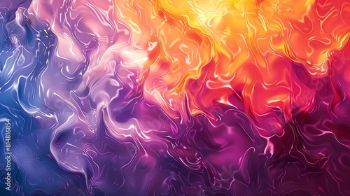 Develop a wavy, metallic textured background in an abstract style, filled with explosive, bright colors