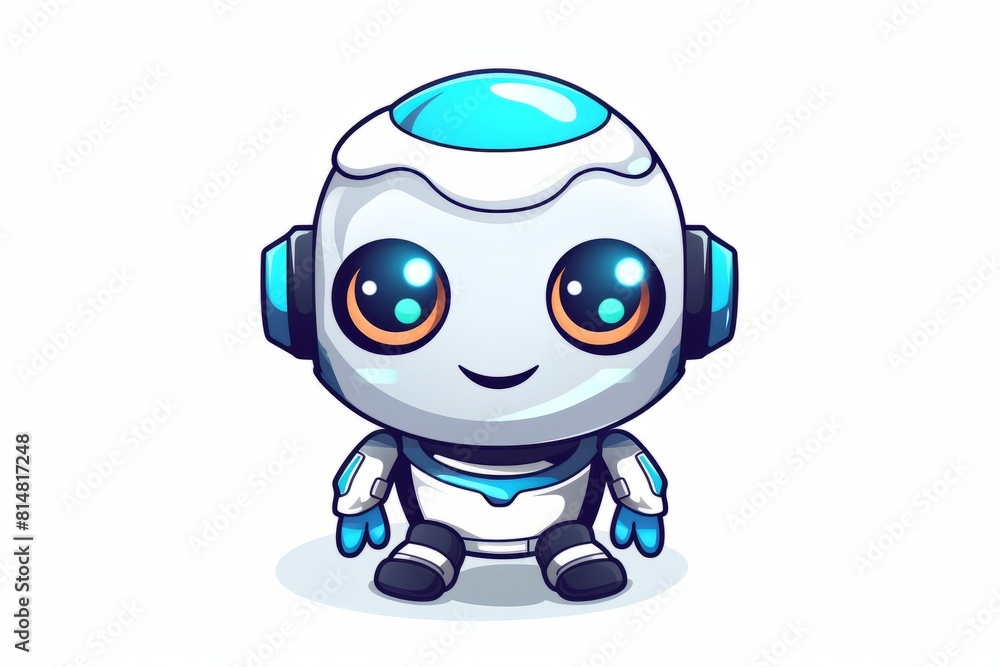 Cute happy robot face avatar. Chat bot icon in simple modern flat style. Cute happy robot face avatar. Chat bot icon in simple modern flat style.