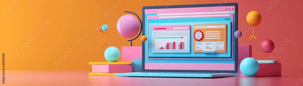 Fototapeta premium laptop screen with a webinar interface