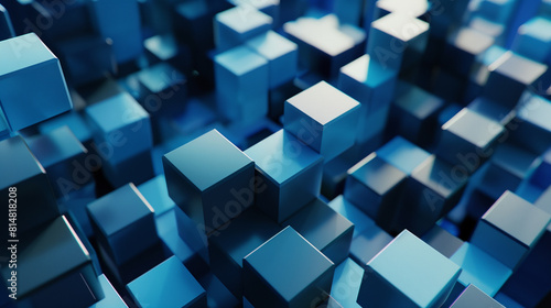 abstract background with blue cubes  3d wallpaper 
