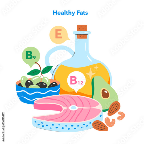 Healthy Snacking. Flat Vector Illustration