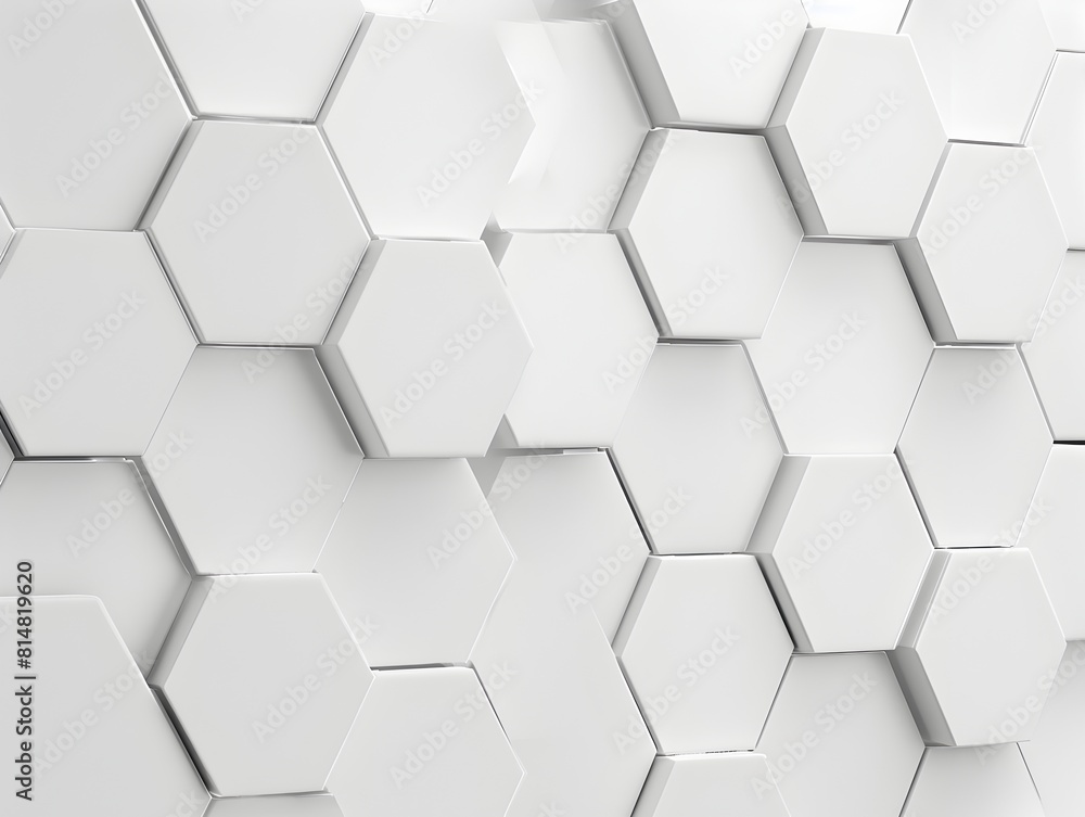 3D render, abstract white background with hexagon pattern for technology concept
3D render, abstract white background with hexagon pattern for technology concept