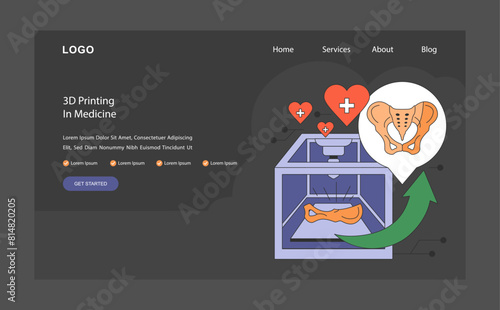 3D Medical Printing concept. Flat vector illustration.